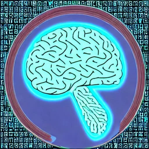 Illustration of a glowing brain in the shape of a mushroom