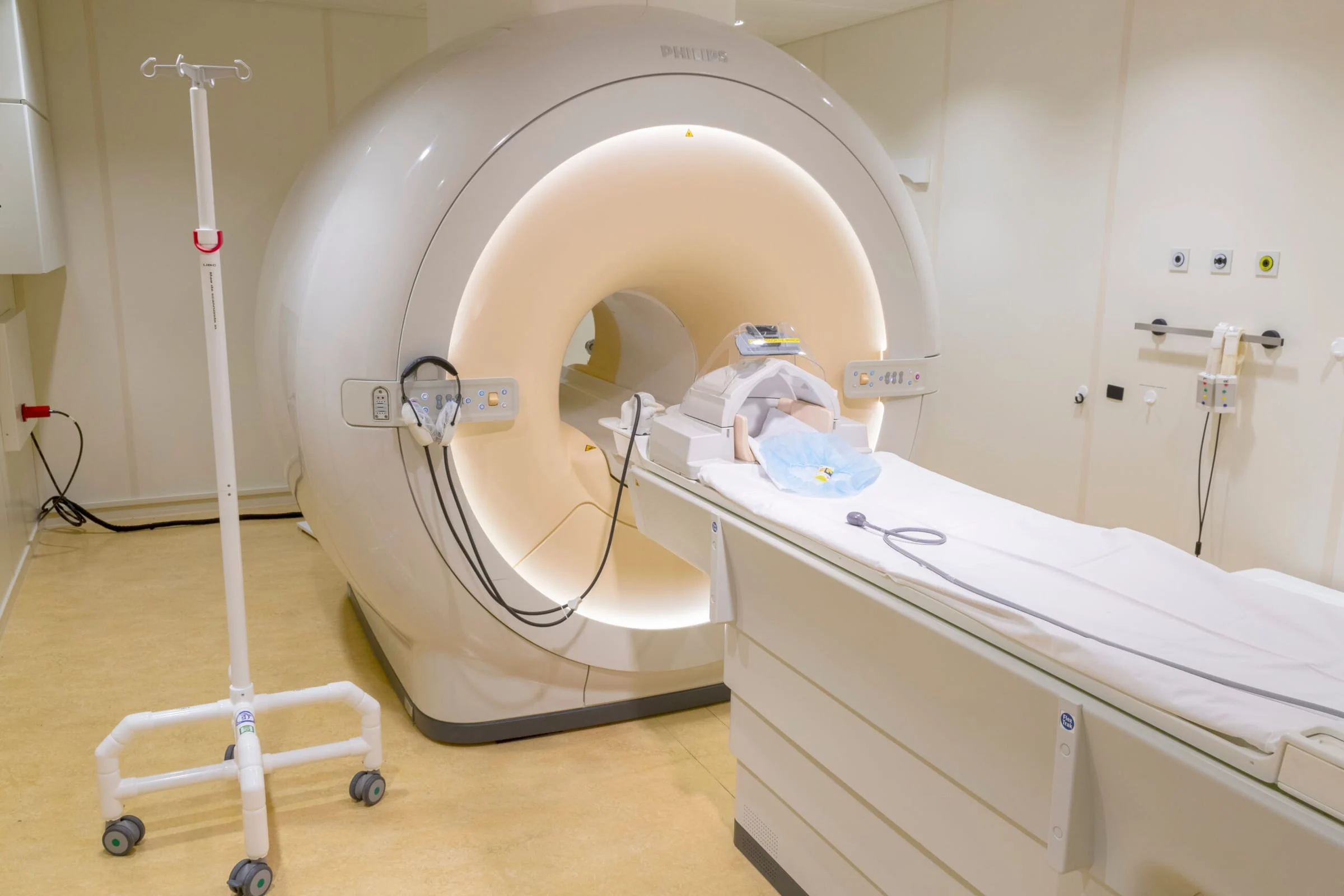 An MRI scanner in a hospital scan room